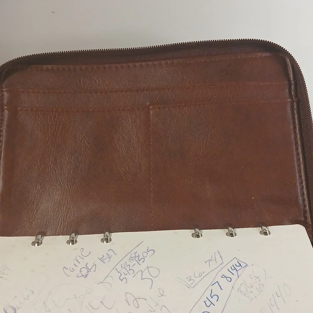Vintage Phillippe Amiel Dark Red Double Zip Calender Address Organizer Planner